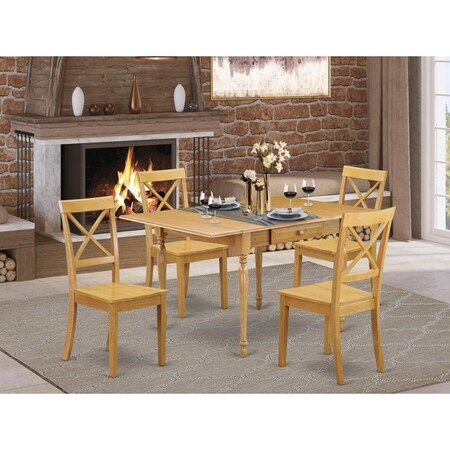 East West Furniture 5 Piece Monza Wood Dining Table Set - Oak MZBO5-OAK-W